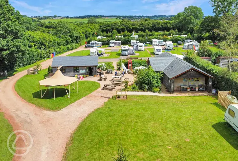 Aerial view of the campsite