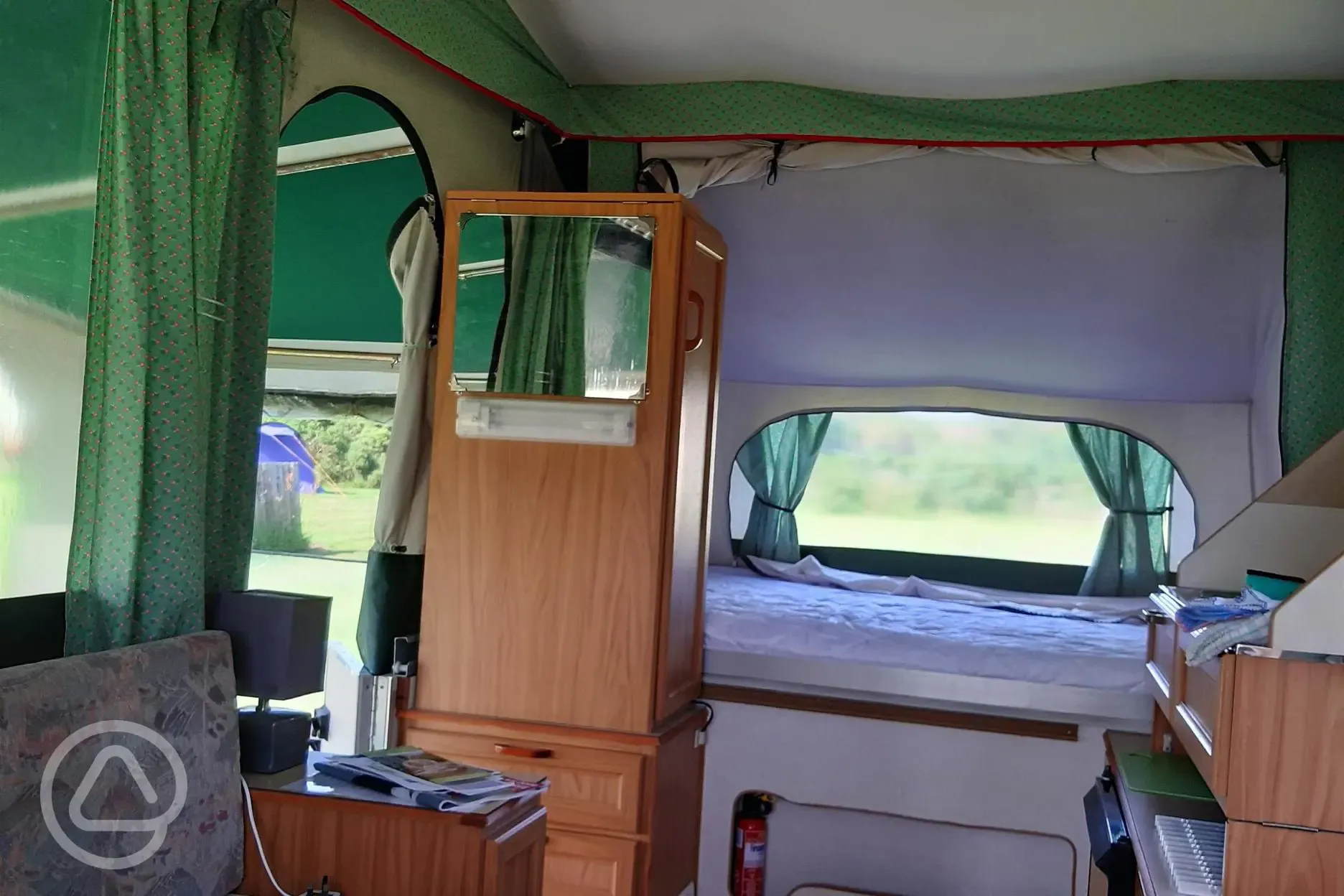 Inside trailer tent