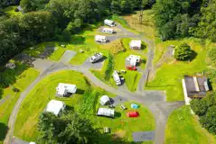 Aerial of the fully serviced hardstanding touring pitches