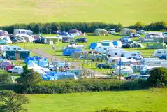 Overview of Higher Moor Farm Campsite with grass and hardstanding pitches