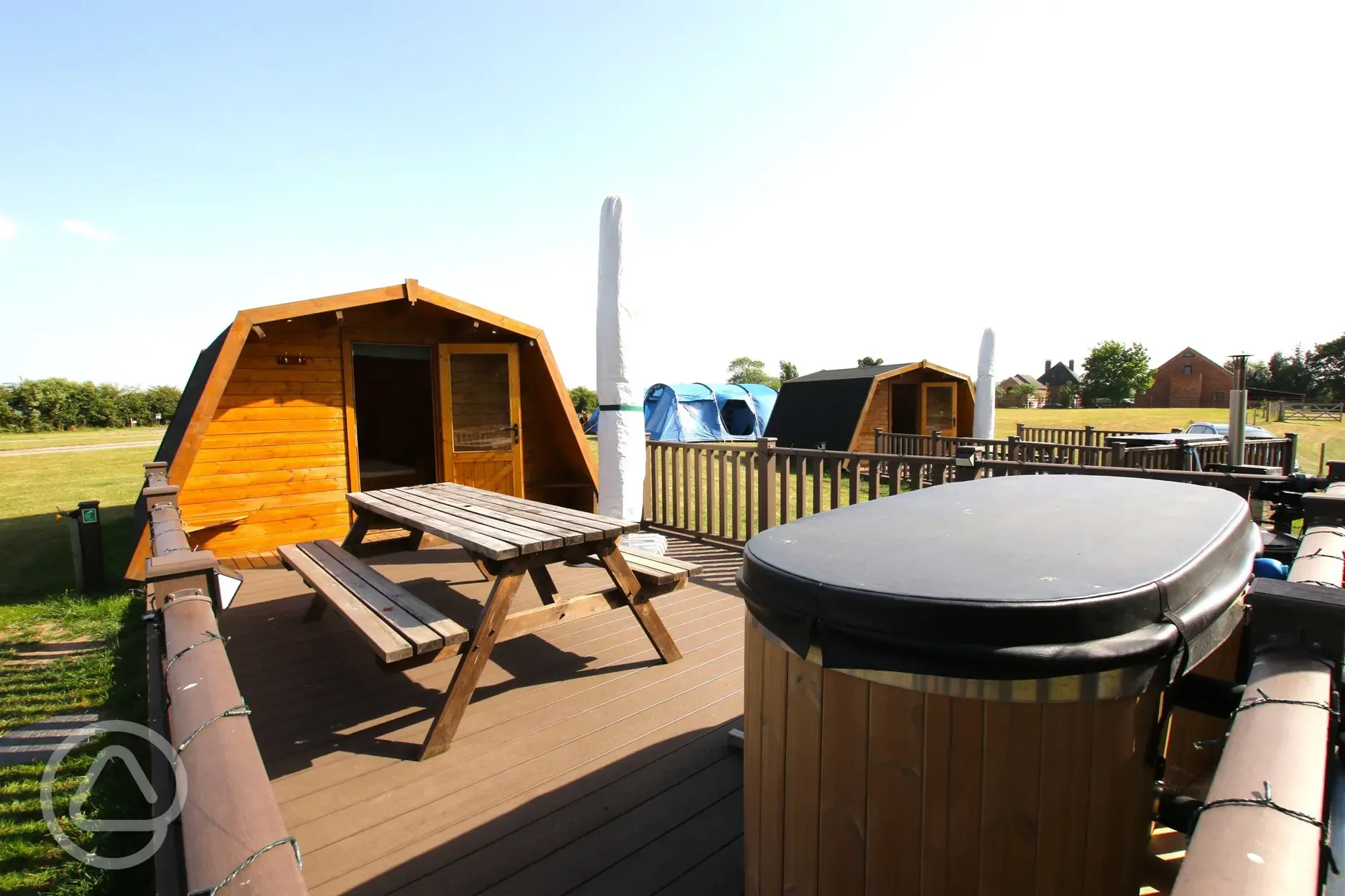 Plus glamping pods with hot tubs and parasols