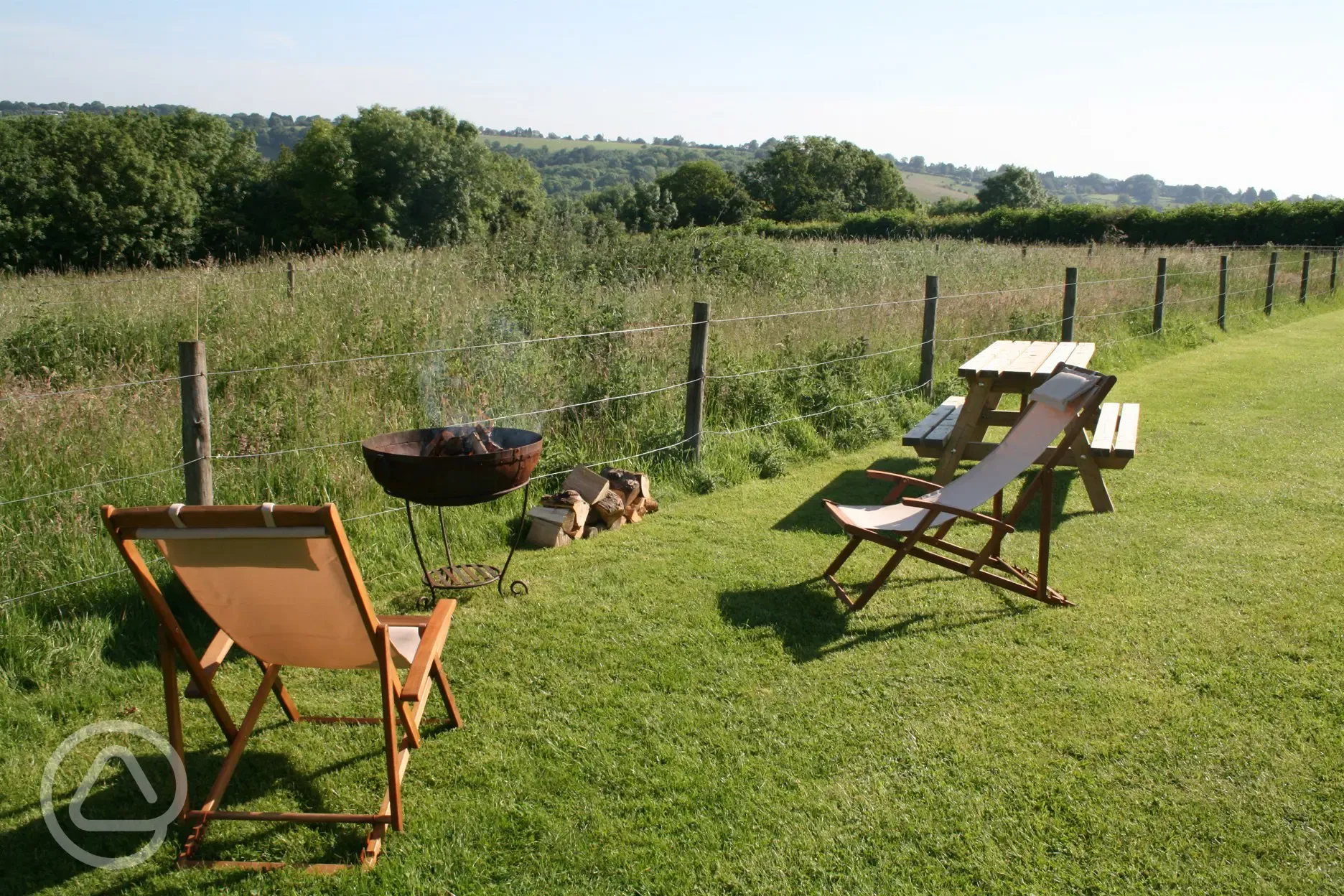 Bell tent outdoor area