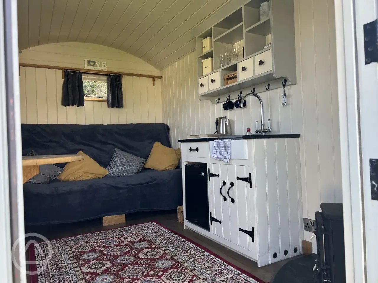 Shepherd's hut interior