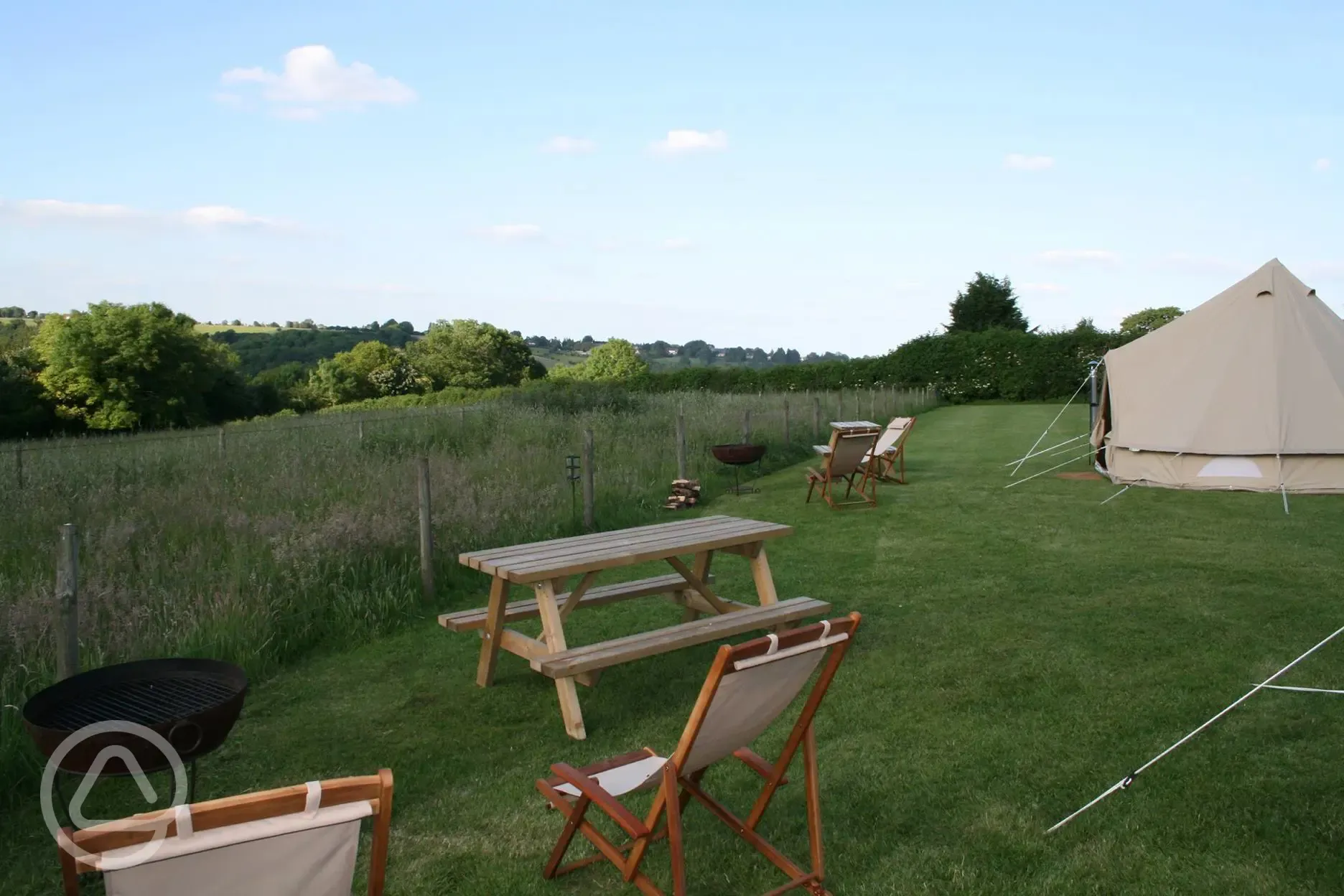 Bell tent outdoor area