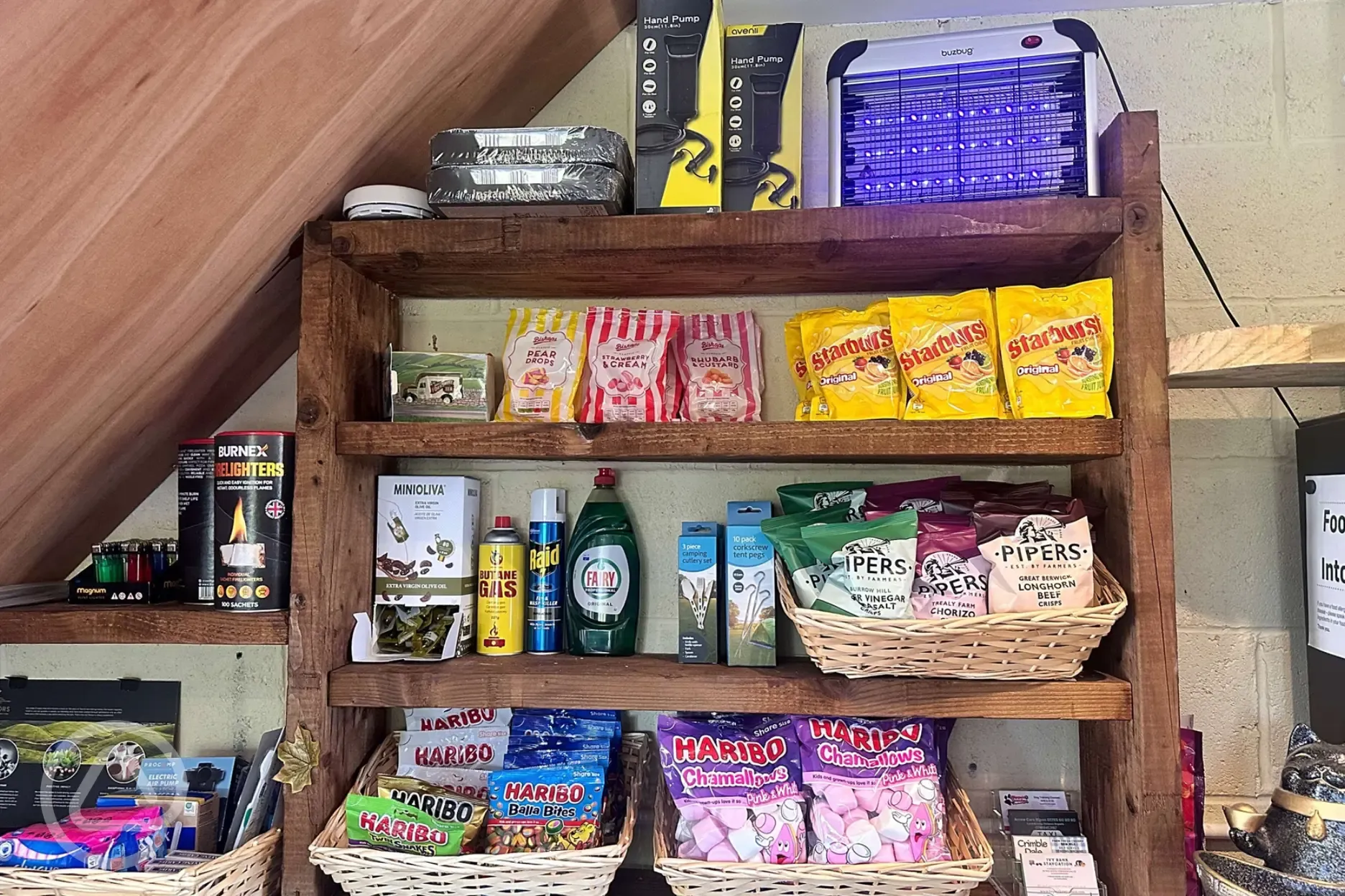 Small shop for essentials in reception
