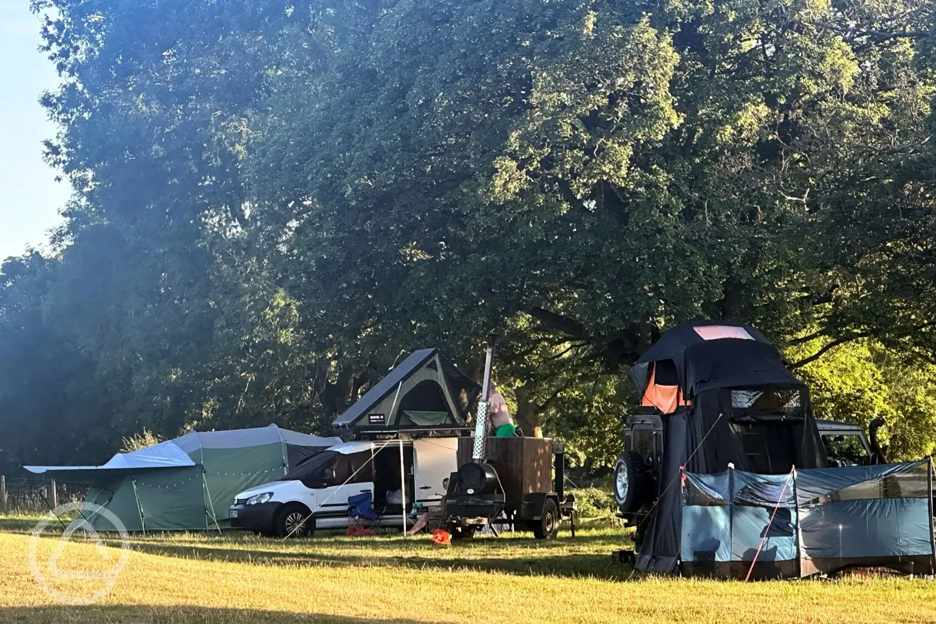 Non electric grass pitches (with wood-fired hot tubs to hire onsite)