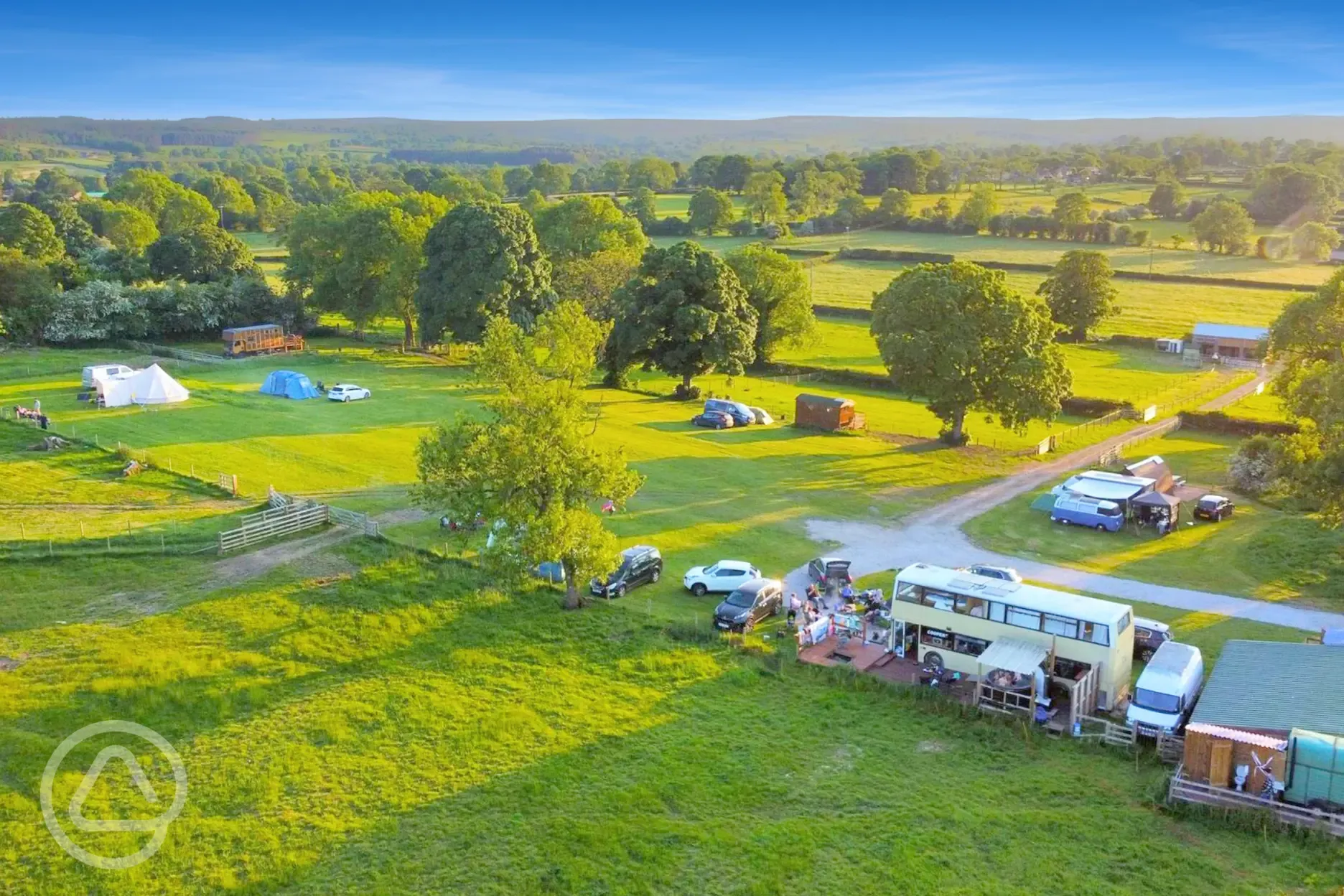 Aerial of Ivy Bank Staycation with the surrounding countryside and trees