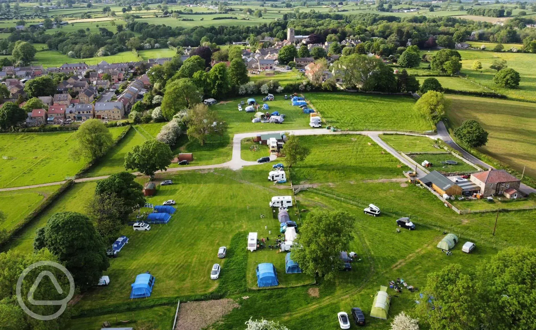 Aerial of Ivy Bank Staycation with Kirkby Malzeard village in the background