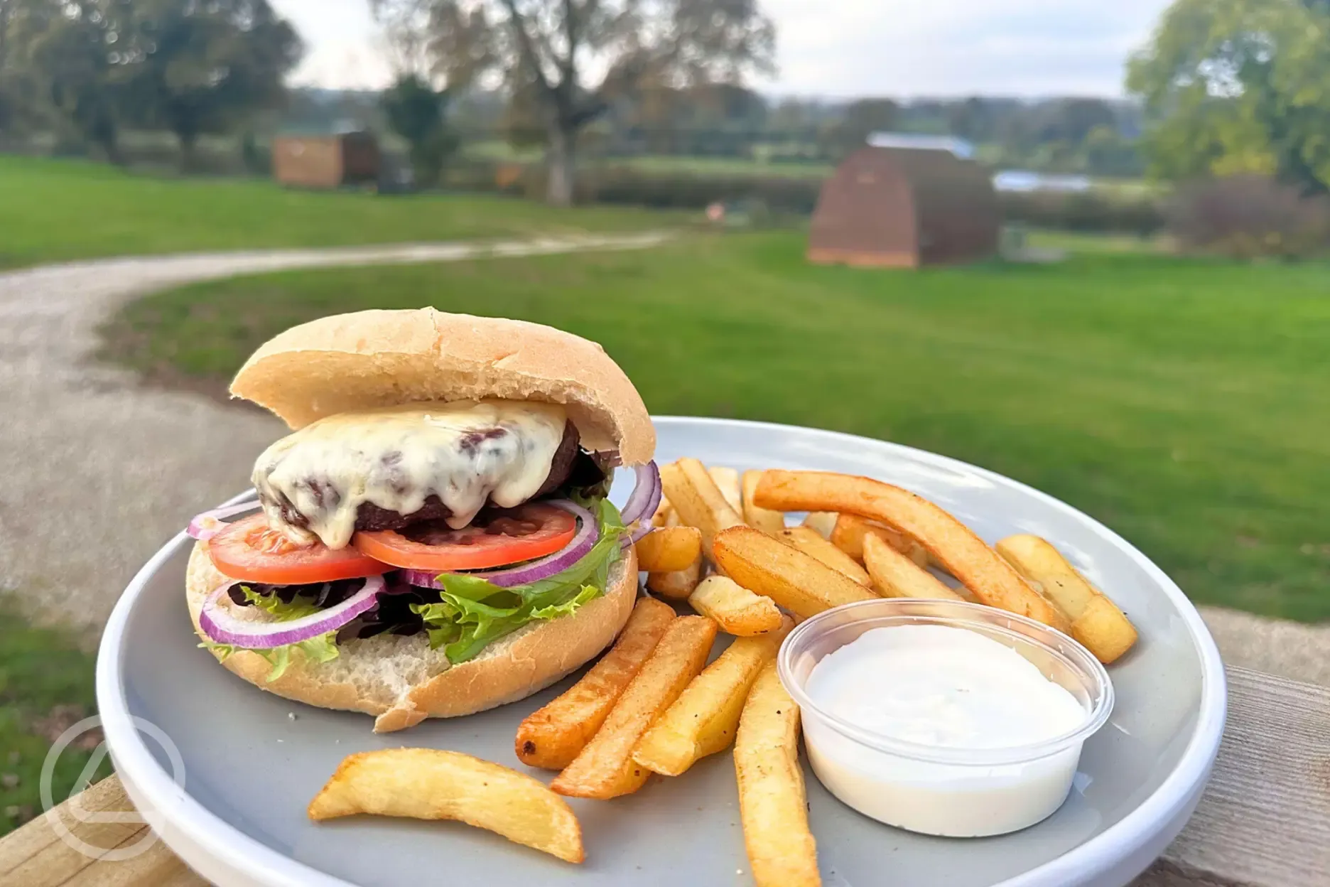 Burger and chips from the onsite cafe