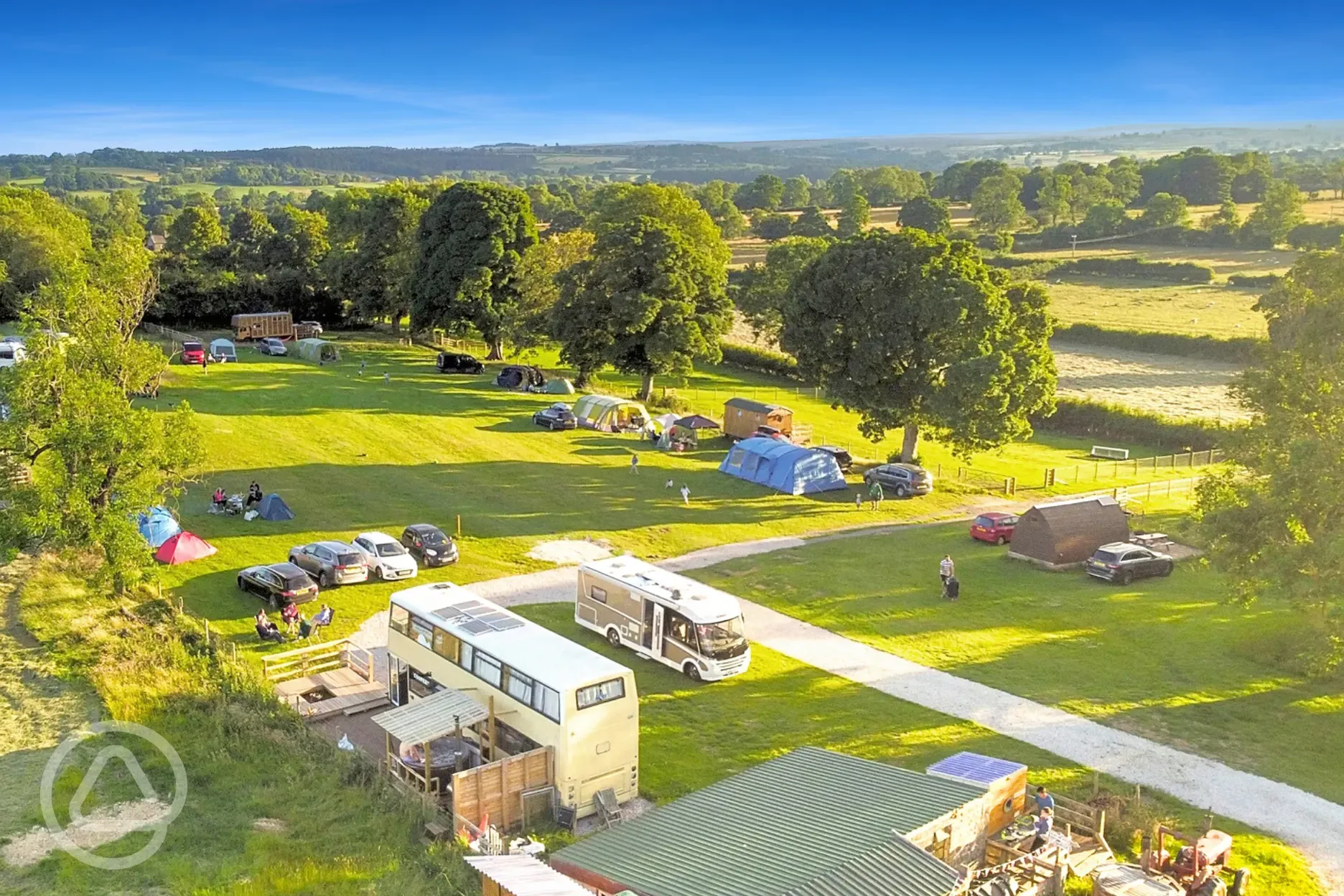 Aerial of Ivy Bank Staycation with the surrounding countryside and trees