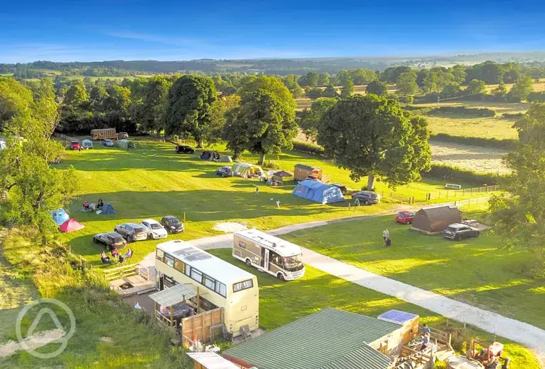 Aerial of Ivy Bank Staycation with the surrounding countryside and trees