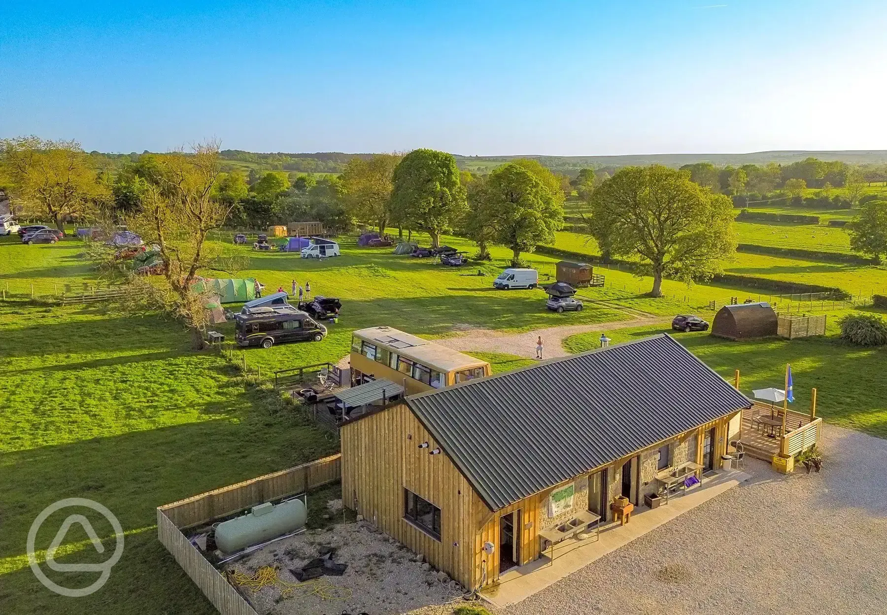 Aerial of Ivy Bank Staycation with the facilities block and cafe