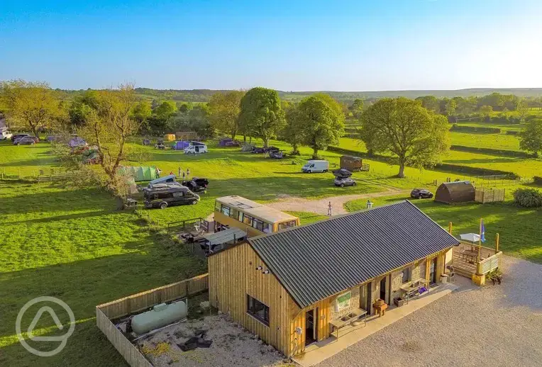 Aerial of Ivy Bank Staycation with the facilities block and cafe