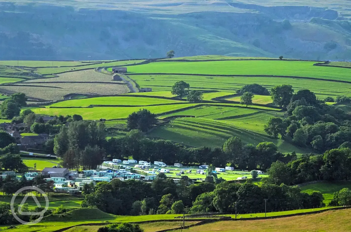 Aerial of the campsite and countryside