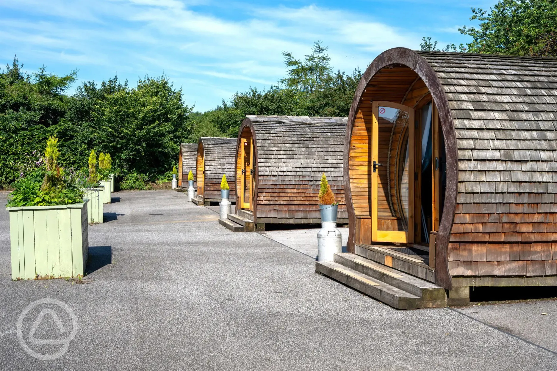 Glamping pods (adult only) exterior, with steps leading up to the entrance