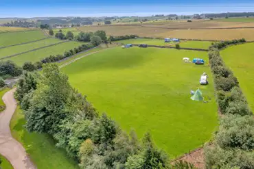 Aerial of grass pitches at Knotlow Farm and surrounding fields
