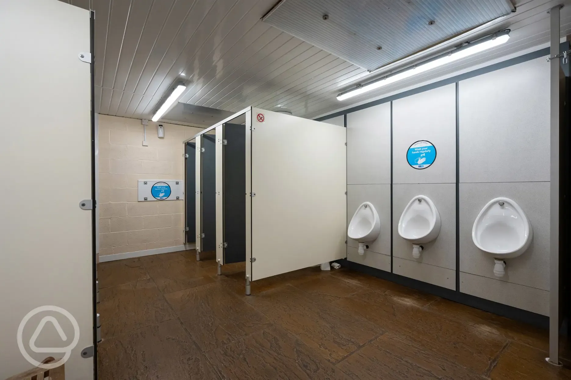 Toilets with cubicles and urinals