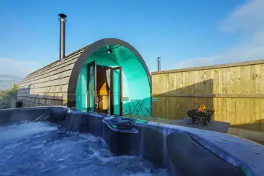 Deluxe glamping pod with hot tub at Lady Heyes Holiday Park