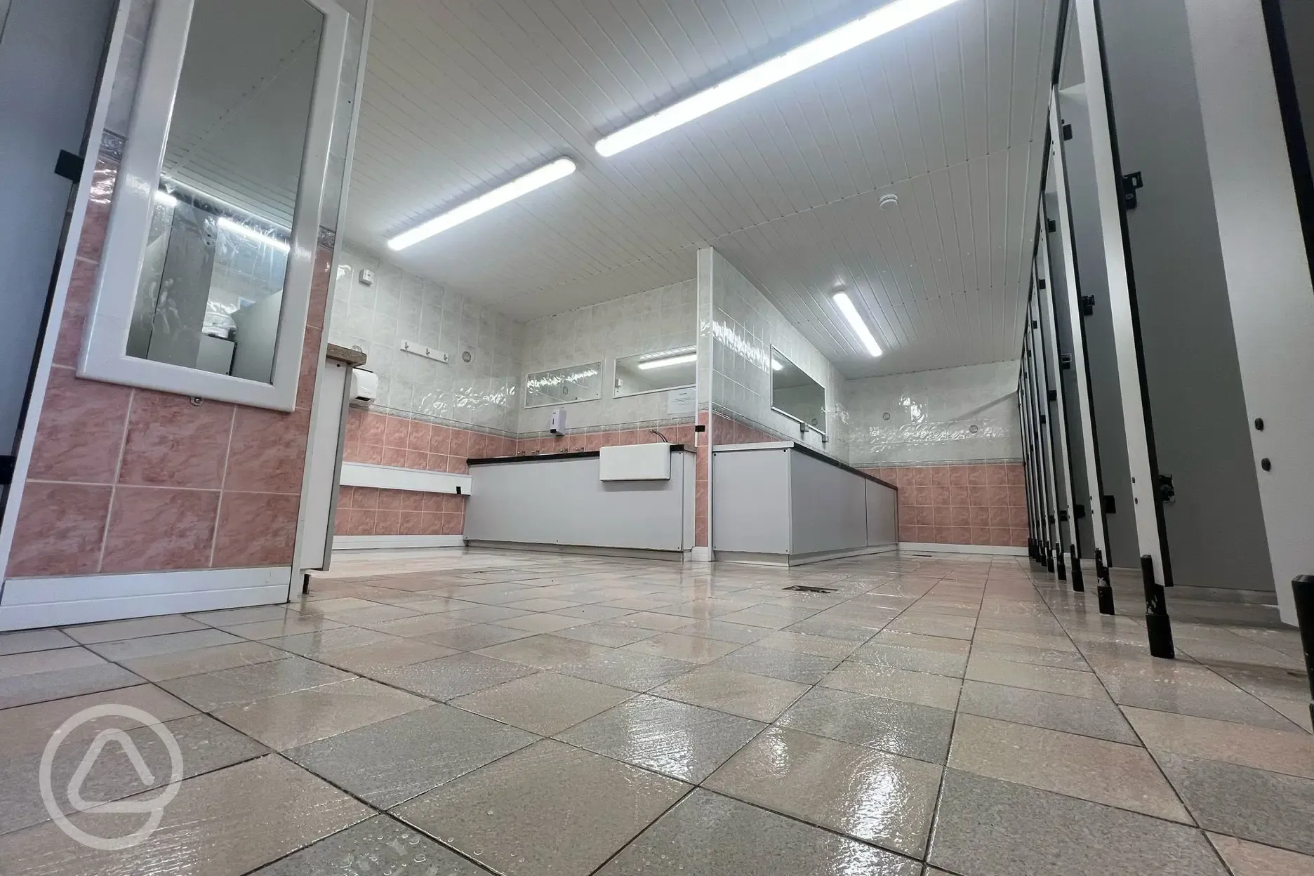 Ladies toilet block with mirrors