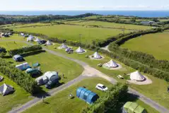 Aerial view of the bell tents at Lee Meadow Farm Aerial view of the bell tents at Lee Meadow Farm