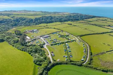 Aerial of the campsite and coastline