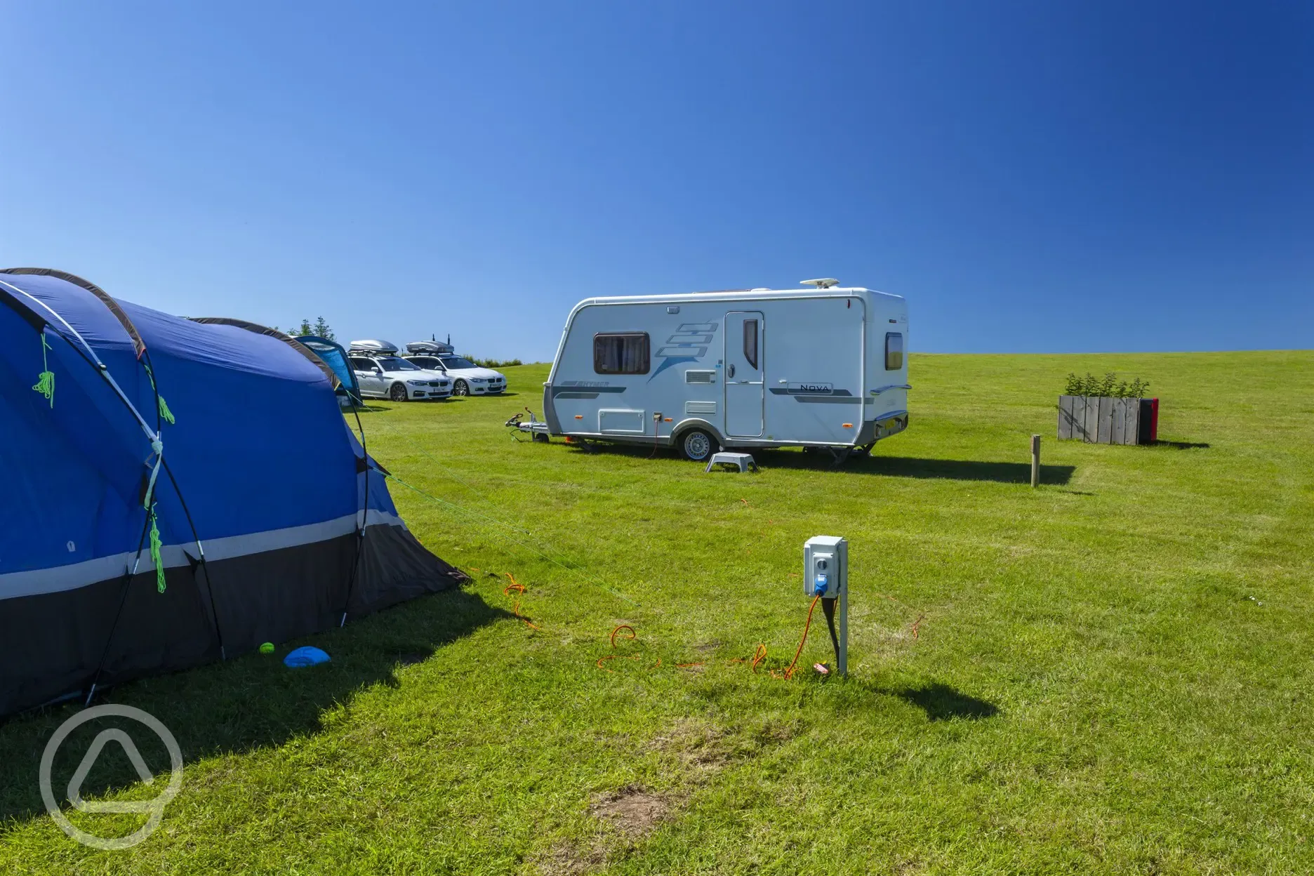 Electric grass pitches measuring 15m by 15m