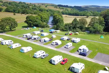 Aerial of Leekworth Caravan and Camping Park by the River Tees