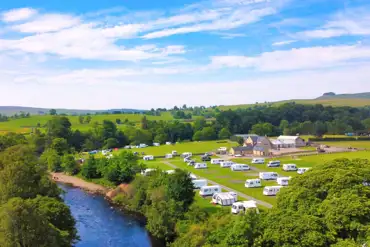 Aerial of Leekworth Caravan and Camping Park by the River Tees