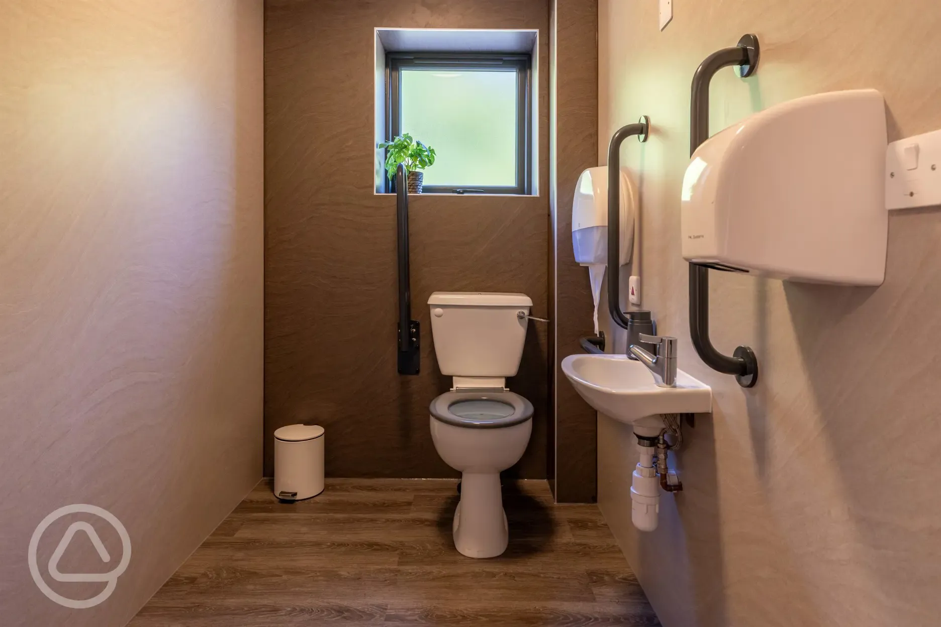Accessible toilet with grab rails