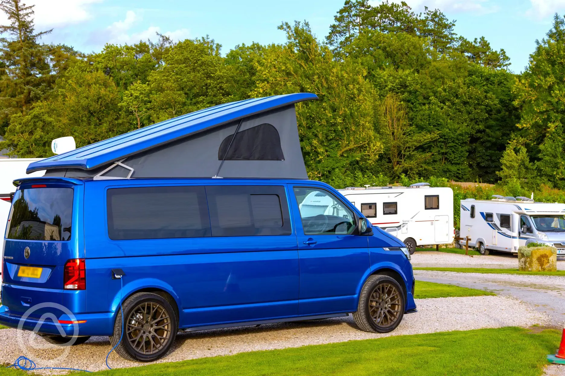 Electric small hardstanding touring pitch for VW sized campervans and roof tents
