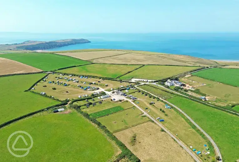 Aerial of the campsite and coast