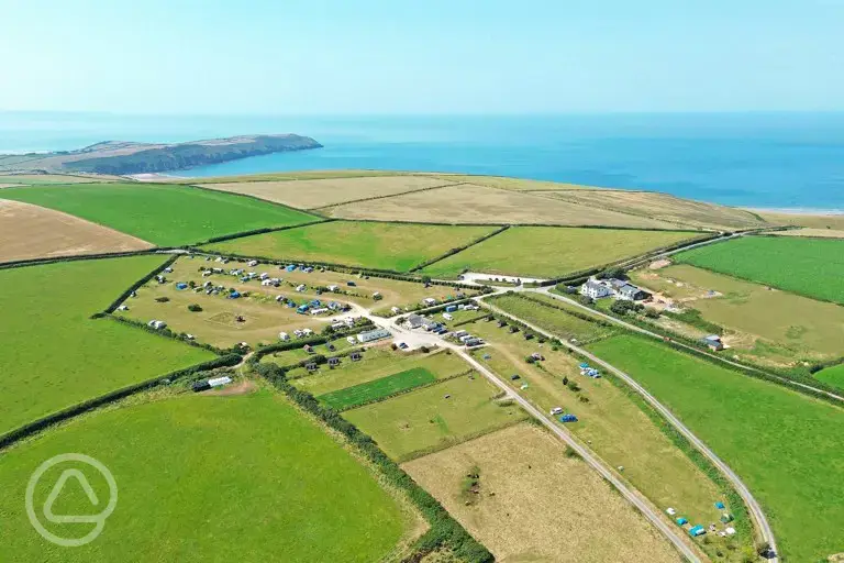 Aerial of the campsite and coast