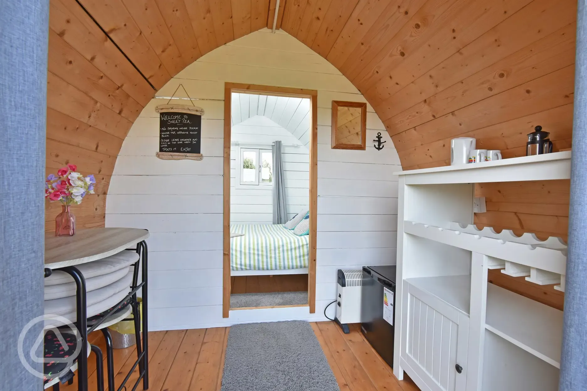 Sweet Pea glamping pod interior 