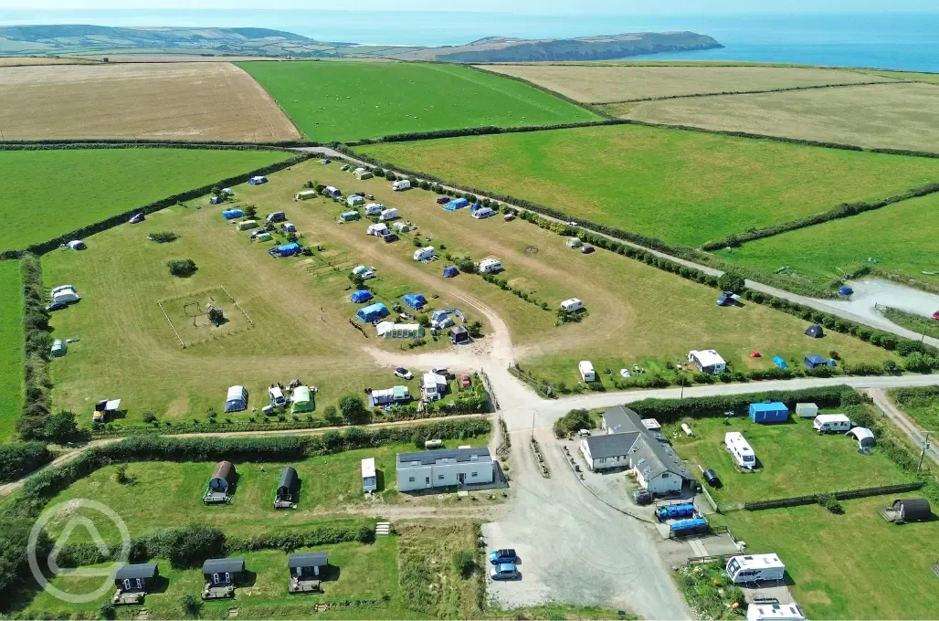 Aerial of the campsite and coast