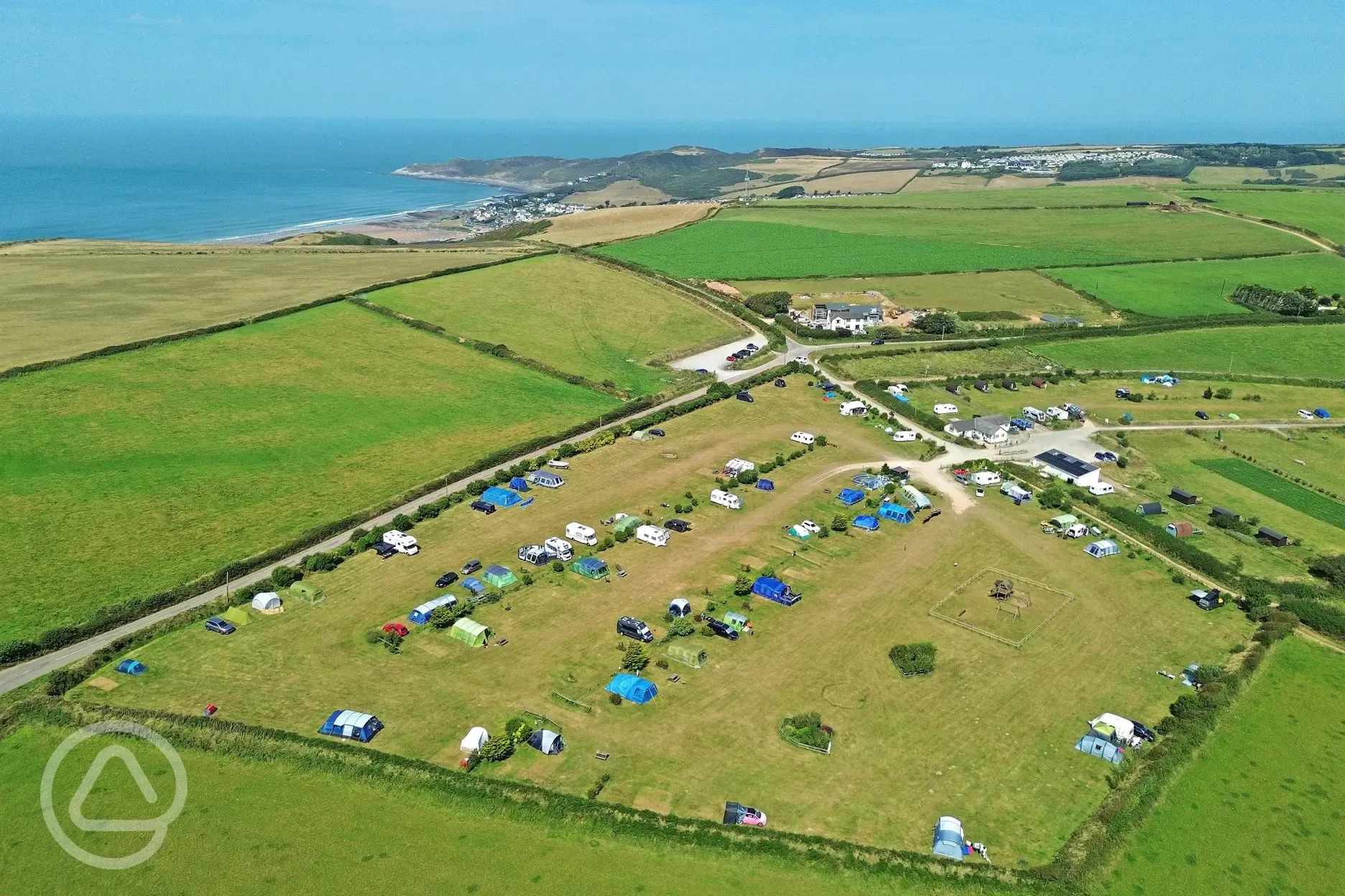 Aerial of the campsite and coast
