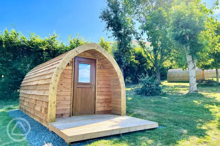 Heated camping pod exterior 