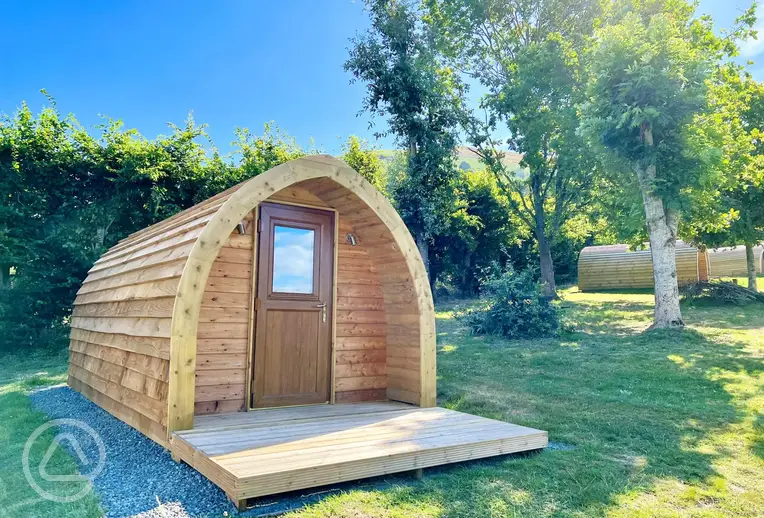 Heated camping pod exterior 