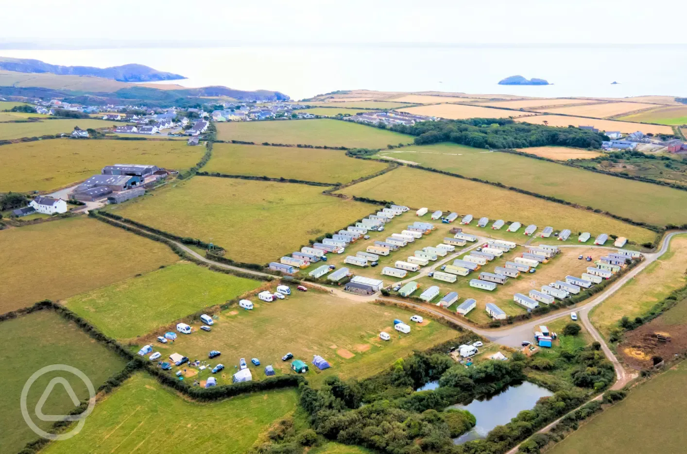 Aerial of the campsite by the sea