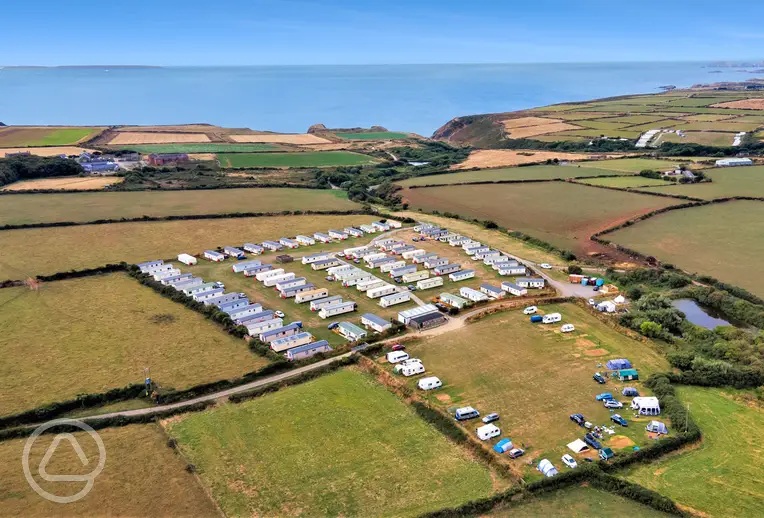 Llanungar Caravan and Camping aerial with sea views