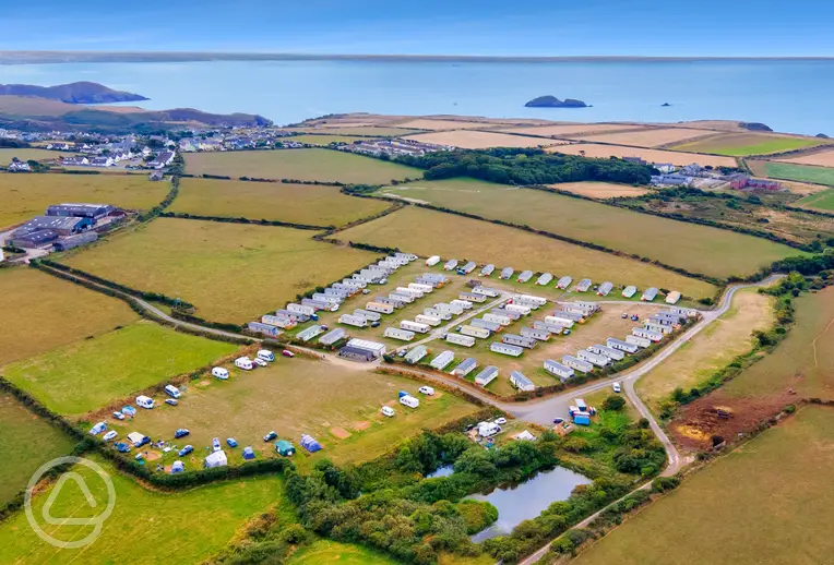 Llanungar Caravan and Camping aerial with sea views