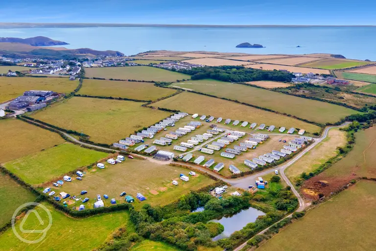 Llanungar Caravan and Camping aerial with sea views