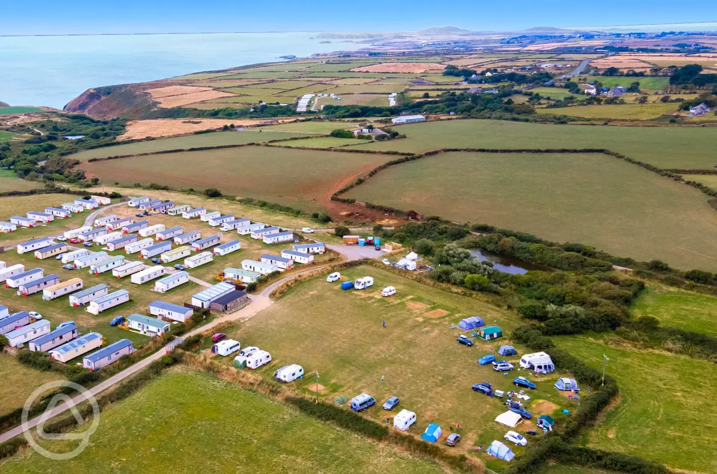 Aerial of the campsite by the sea