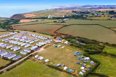 Aerial of the campsite by the sea