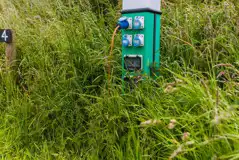 10 amp hook up for electric grass pitches at Llanungar Caravan and Camping 10 amp hook up for electric grass pitches at Llanungar Caravan and Camping