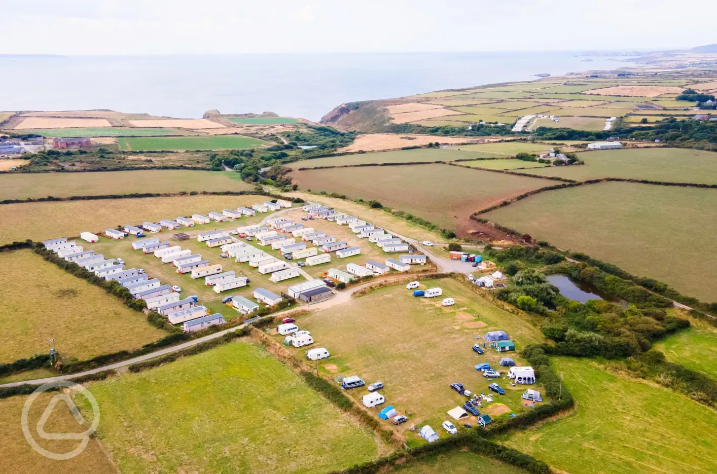 Aerial of the campsite by the sea