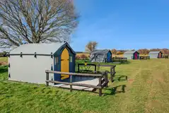 Eco pods, sleeping two with outdoor decking area