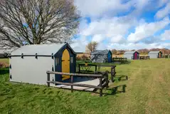Eco pods, sleeping two with outdoor decking area