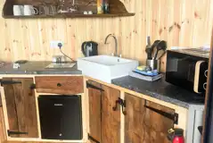 Ape Dale View cabin with a sink, fridge and electric hob Ape Dale View cabin with a sink, fridge and electric hob