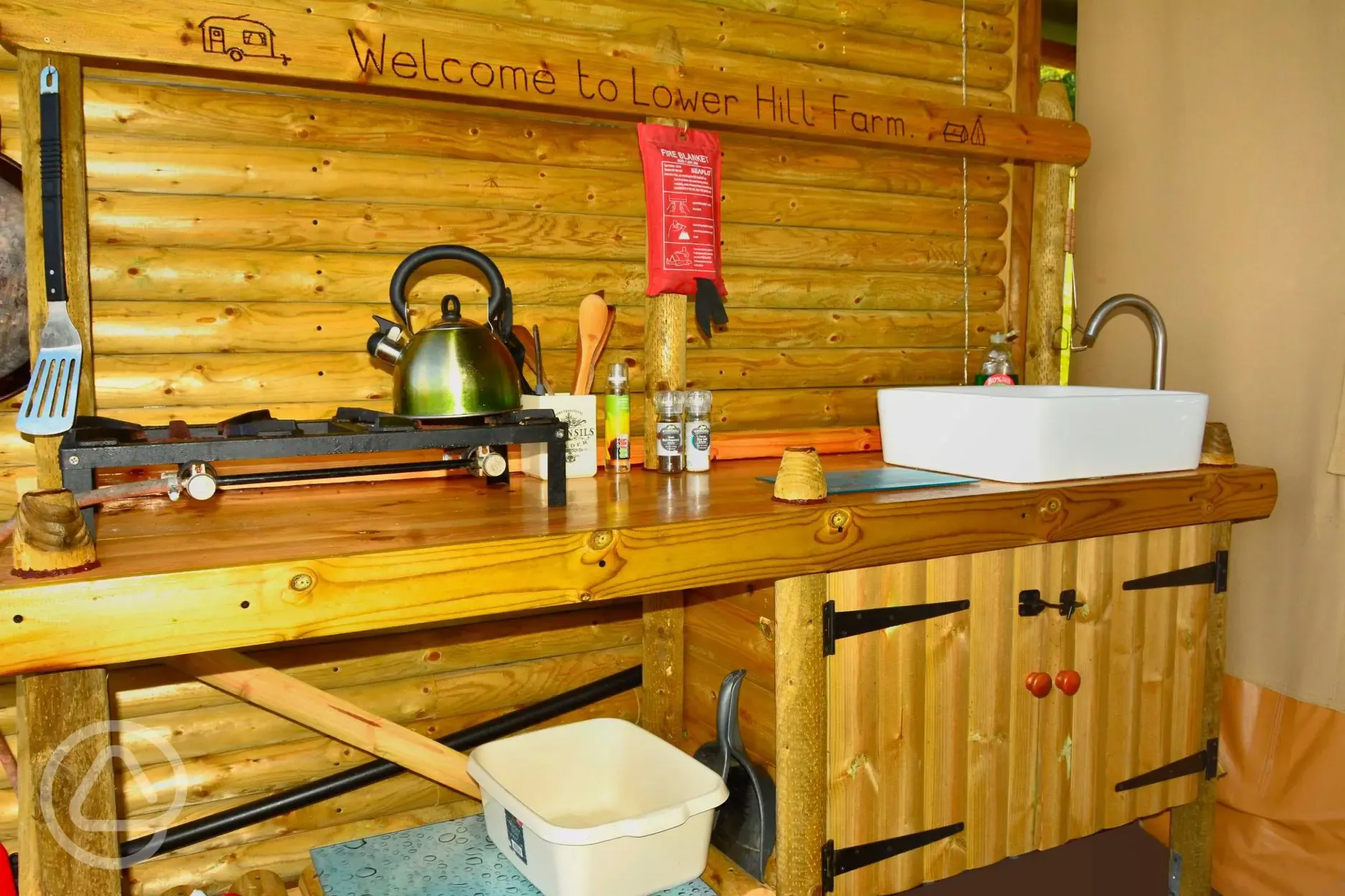 Kitchen area for safari tent