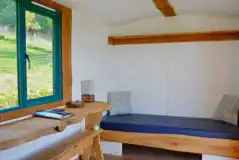 Shepherd's hut with a double mattress (bedding not included but can be hired) Shepherd's hut with a double mattress (bedding not included but can be hired)